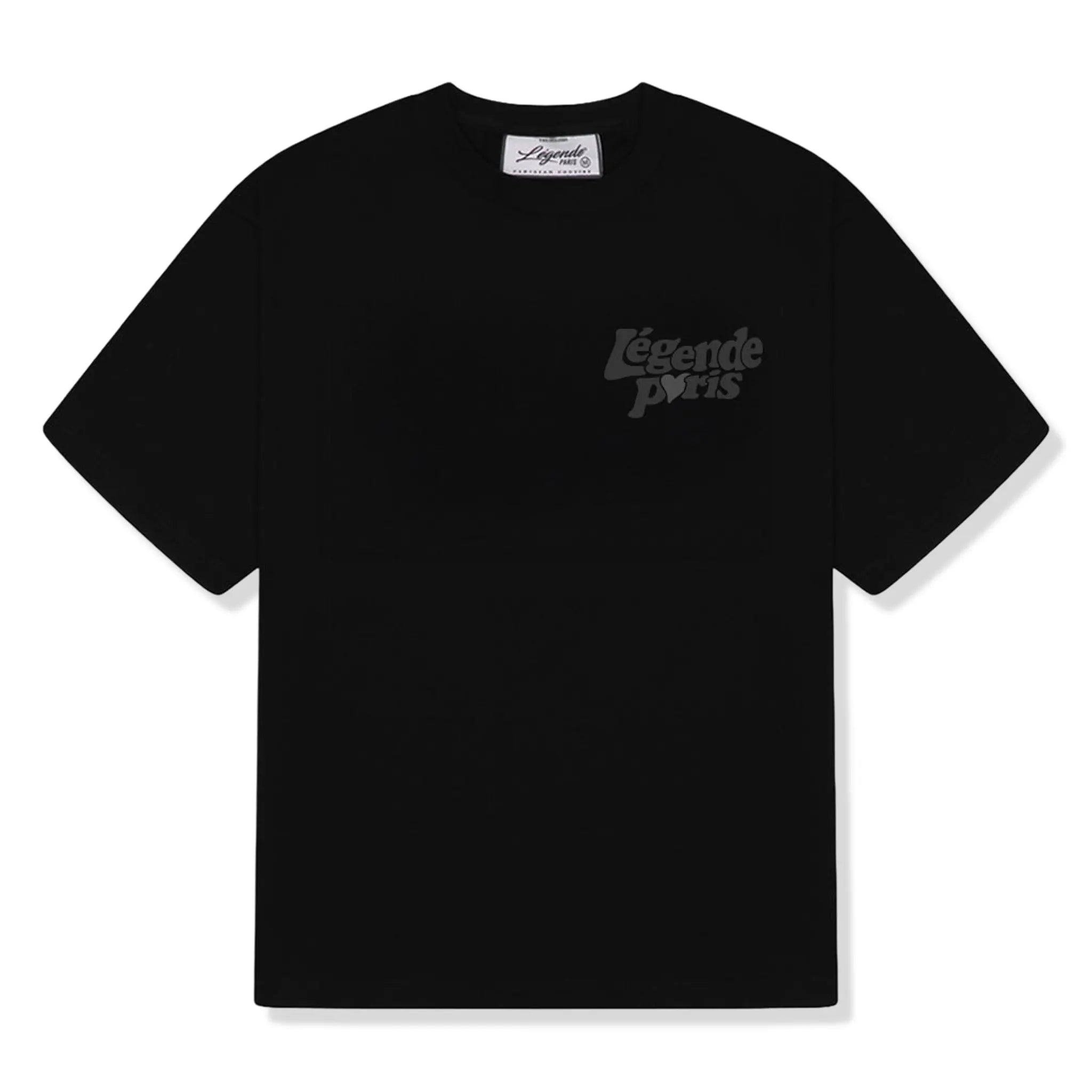 Front View of Légende Paris Lnd Tonal Black T Shirt LPTEE159